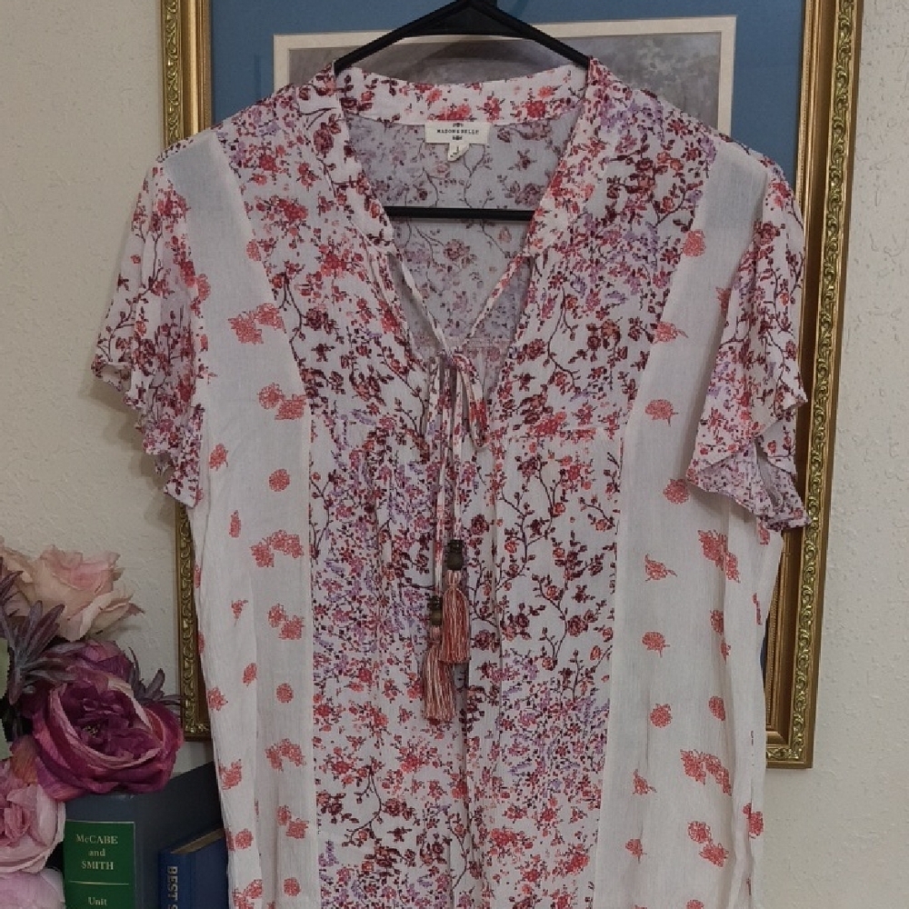 Bohemian Floral Print Top Size Large Cottagecore Feminine Western Casual - Picture 2 of 7